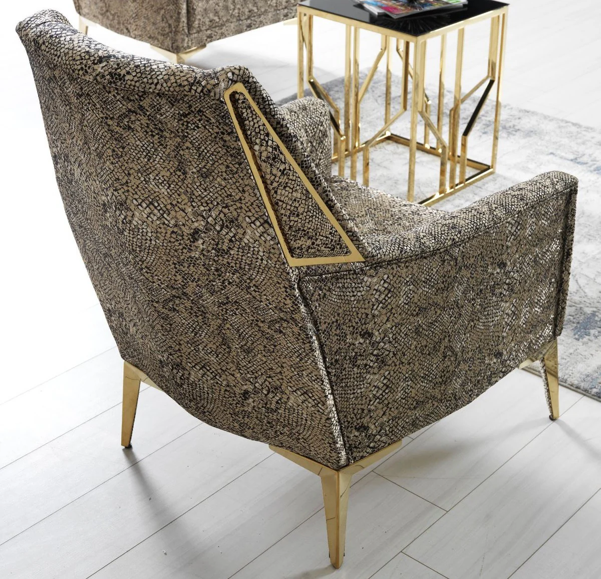 Luxury living room set gray / gold - 2 sofas & 2 armchairs & 1 coffee table - modern living room furniture - luxury quality