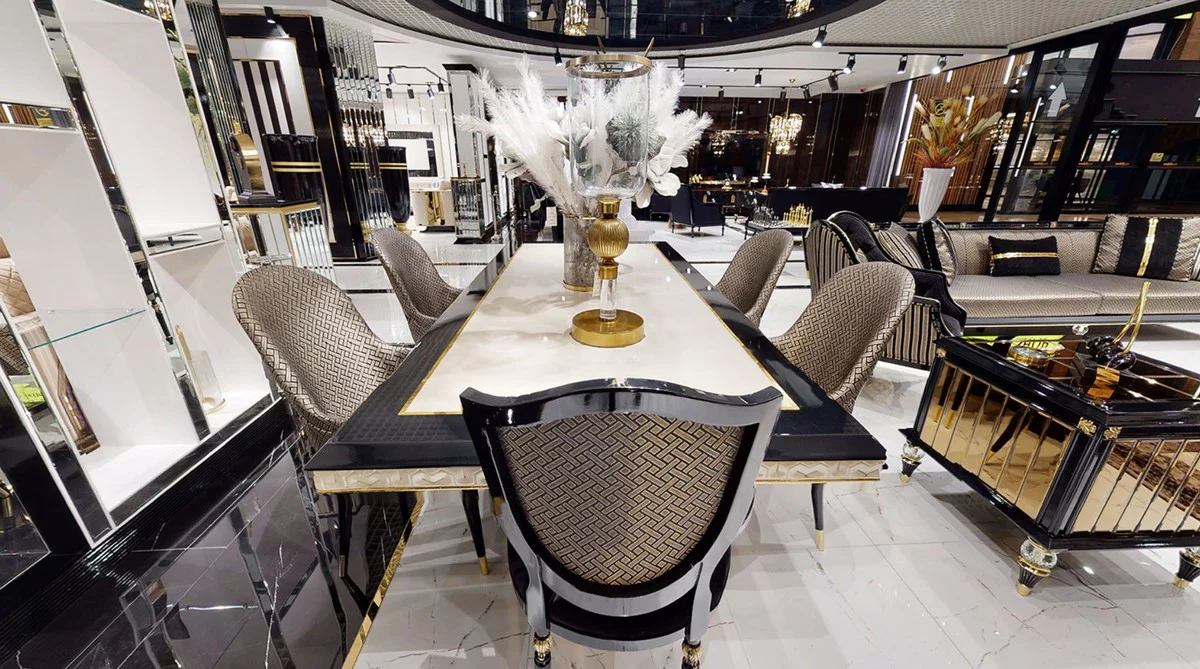Luxury Art Deco Dining Table White / Black / Gold - Art Deco Dining Room Table - Art Deco Dining Room Furniture - Luxury Quality