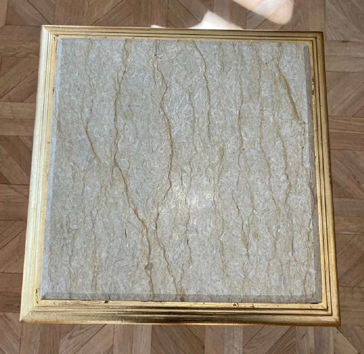 Baroque side table gold / gray - square antique style table with marble top - living room furniture in baroque style - antique style furniture - baroque furniture