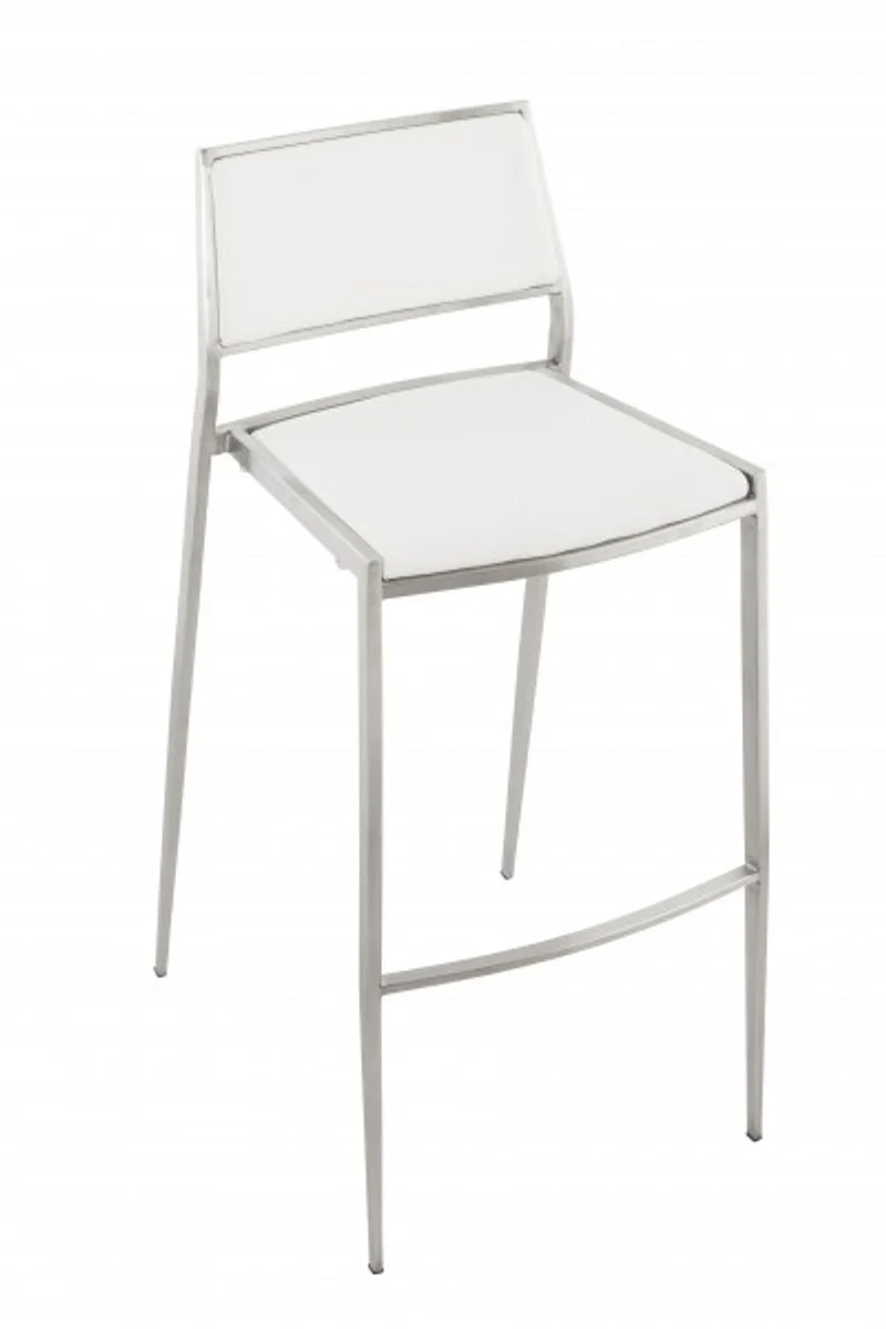 Luxury designer bar chair white with backrest, bar stool, upholstered - bar stool