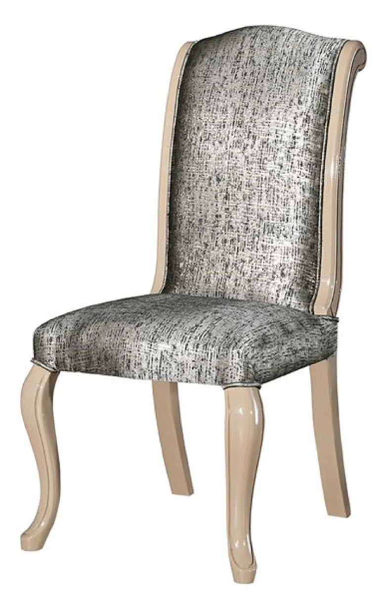 Luxury Art Deco Dining Room Chair Set Silver / Black / Beige - Handmade Kitchen Chairs Set of 6 - Art Deco Dining Room Furniture