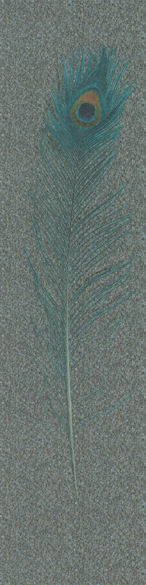 Harald Glööckler designer baroque non-woven wallpaper 58507 - peacock feather - gray / green / blue