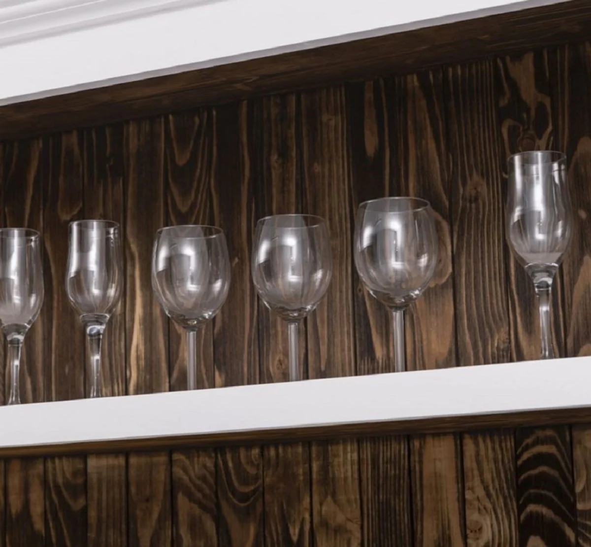 Country house style dining room cabinet white / dark brown 179 x 50 x H. 210 cm - solid wood kitchen cabinet - dining room furniture in country house style - country house style dining room furnishings