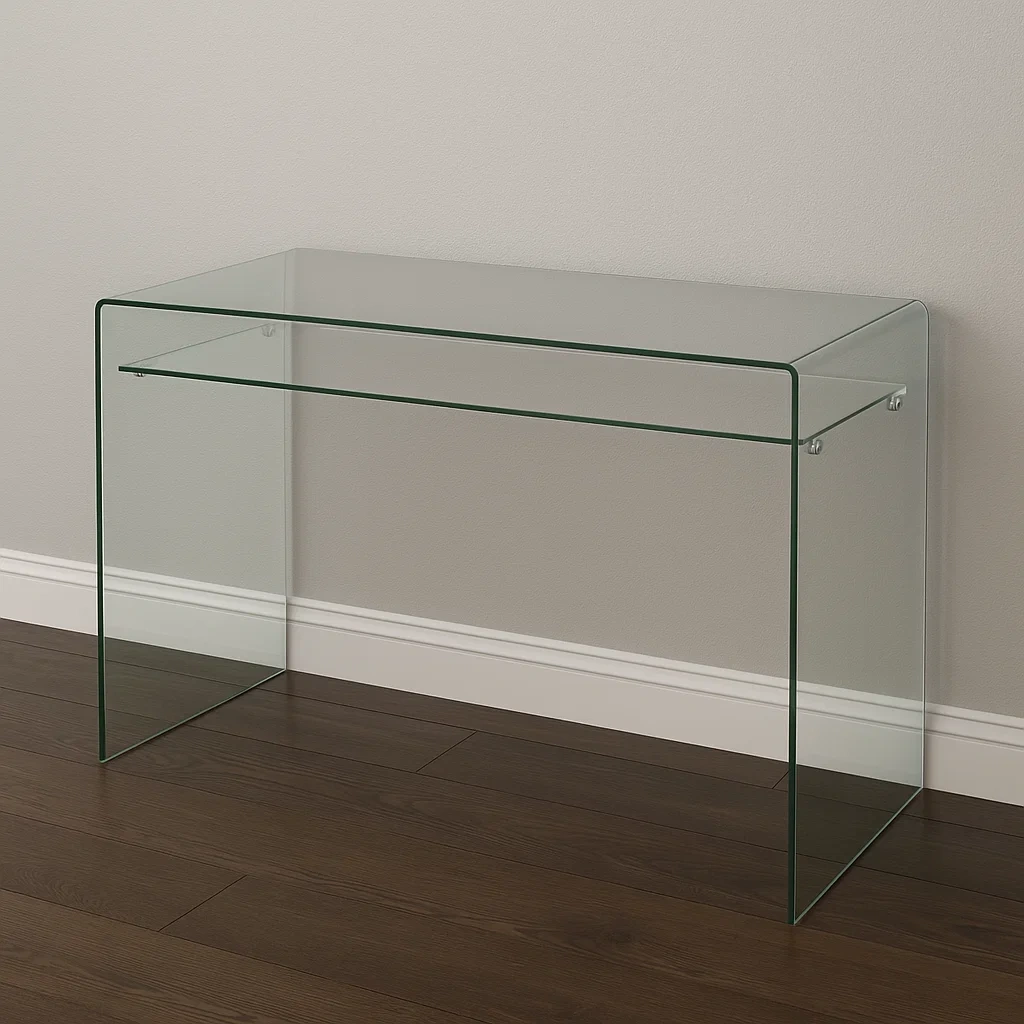 Klassischer Schreibtisch – Transparent – ​​Gehärtetes Glas – Für den Innenbereich – 120 cm x 60 cm x 75 cm – a9bW4o0kXNVy