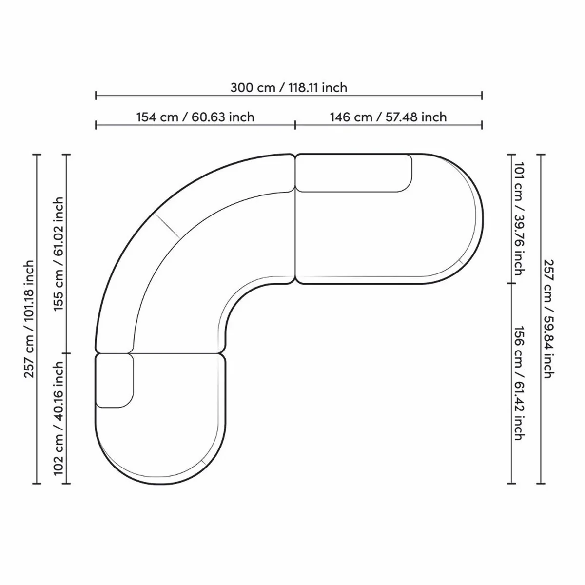 Luxus Ecksofa Creme / Schwarz 300 x 257 x H. 70 cm - Wohnzimmer & Hotel Möbel