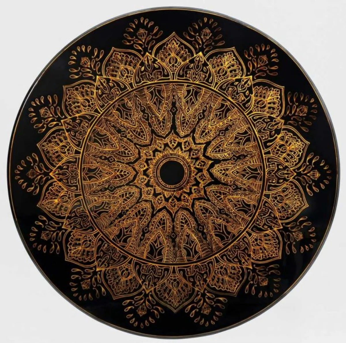 Luxury dining table black / bronze / gold Ø 150 x H. 78 cm - Round solid wood kitchen table - Dining room table - Luxury dining room furniture