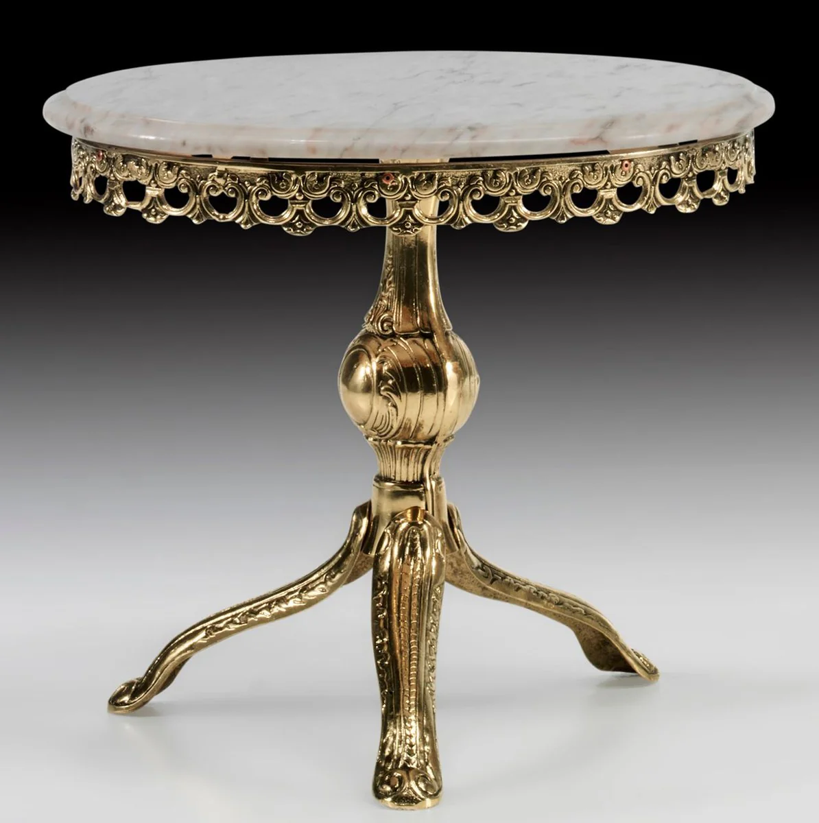 Luxury Baroque side table gold / white - Oval bronze table with marble top - Luxury furniture in baroque style - Baroque style living room furniture - Baroque furniture - Noble & magnificent