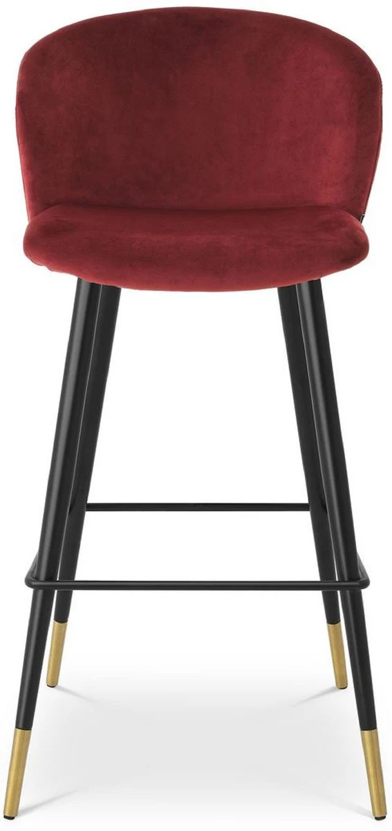 Luxury bar chair Bordeaux red / black / gold 50.5 x 54 x H. 102 cm - Luxury bar stool with backrest and elegant velvet fabric - Luxury bar furniture