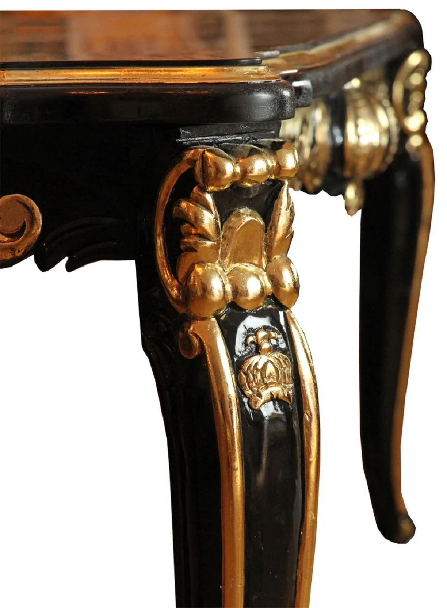 Pompöös by Baroque luxury dining room set - Pompöös Baroque dining table with glass top and 8 chairs with glittering stones designed by Harald Glööckler - Baroque dining room furniture