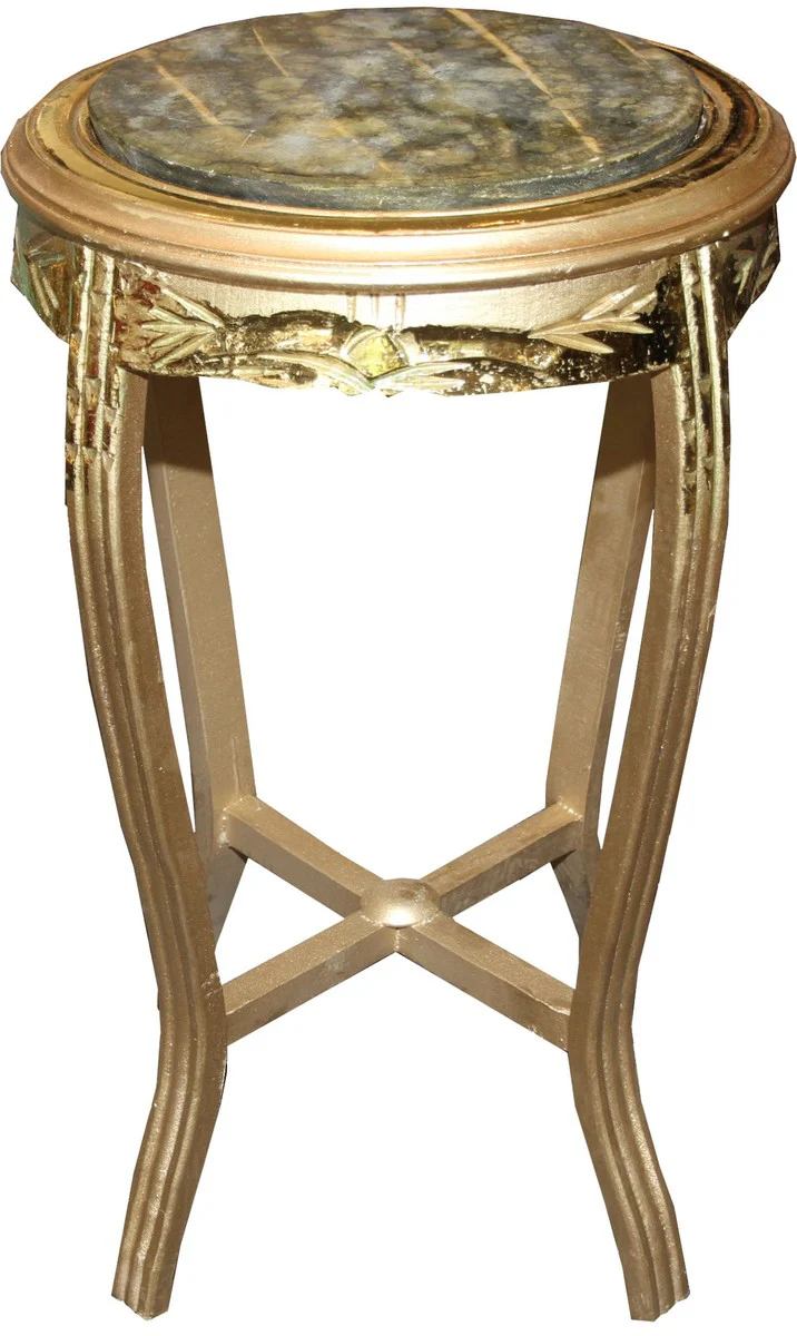 Baroque side table round gold/green antique look - 68 x 40cm