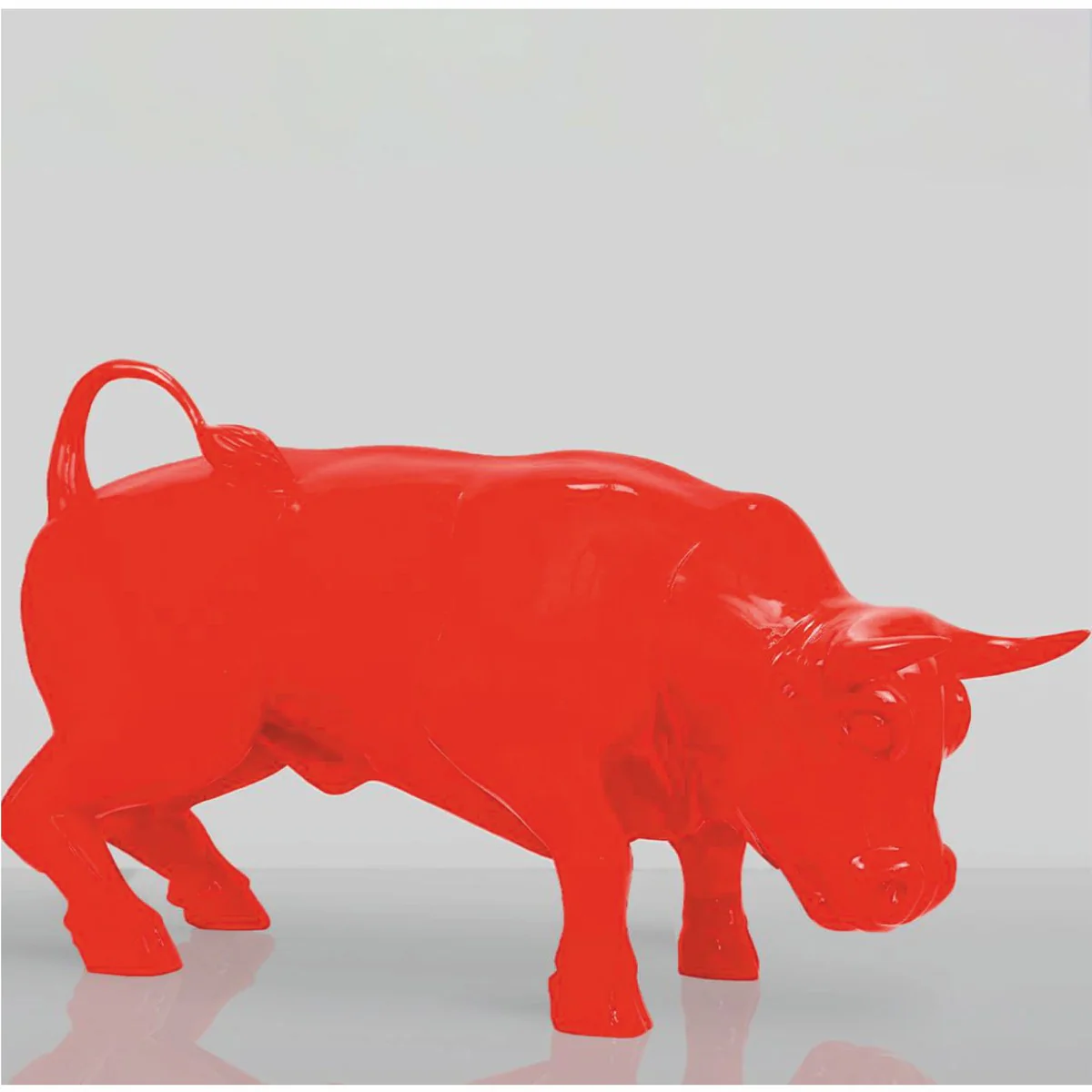 Deko Skulptur Stier Rot 81 cm - Große Garten Deko Figur