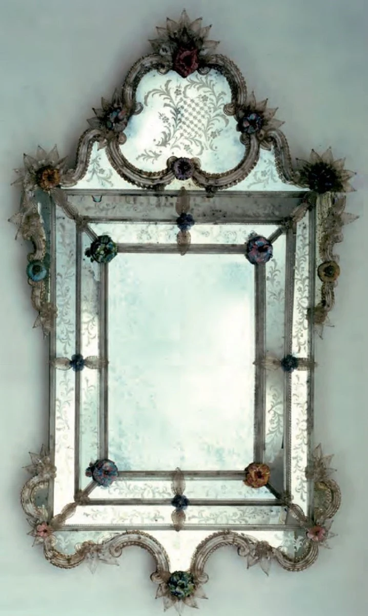 Luxury Baroque Mirror Multicolored - Magnificent Wall Mirror in Venetian Style - Castle Furniture - Hotel Furniture - Baroque Furniture - Luxury Furniture in Baroque Style - Made in Italy