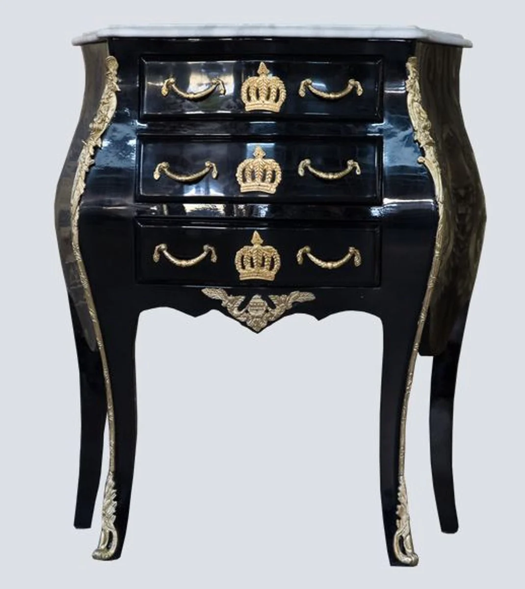 Pompöös by Baroque chest of drawers with 3 drawers and marble top black / gold / white - Pompöös Baroque chest of drawers designed by Harald Glööckler