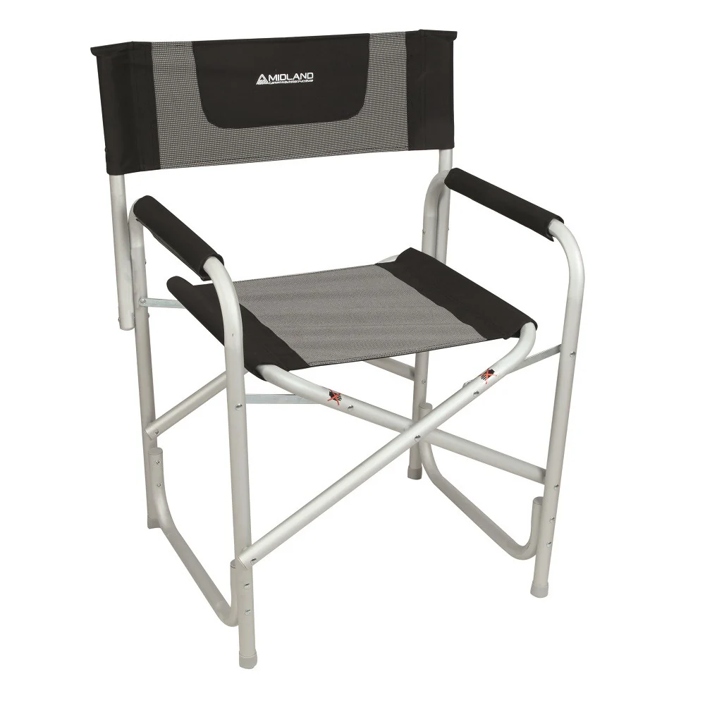 Midland Silla Direktor gris y negra - Silla plegable de camping