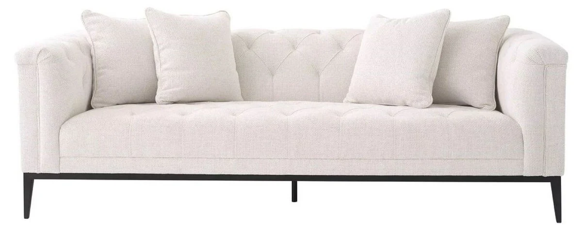 Luxury Chesterfield sofa with 4 cushions white / gunmetal 231 x 97 x H. 75 cm - Living room sofa - Hotel sofa - Living room furniture - Chesterfield furniture - Luxury furniture - Luxury furnishings