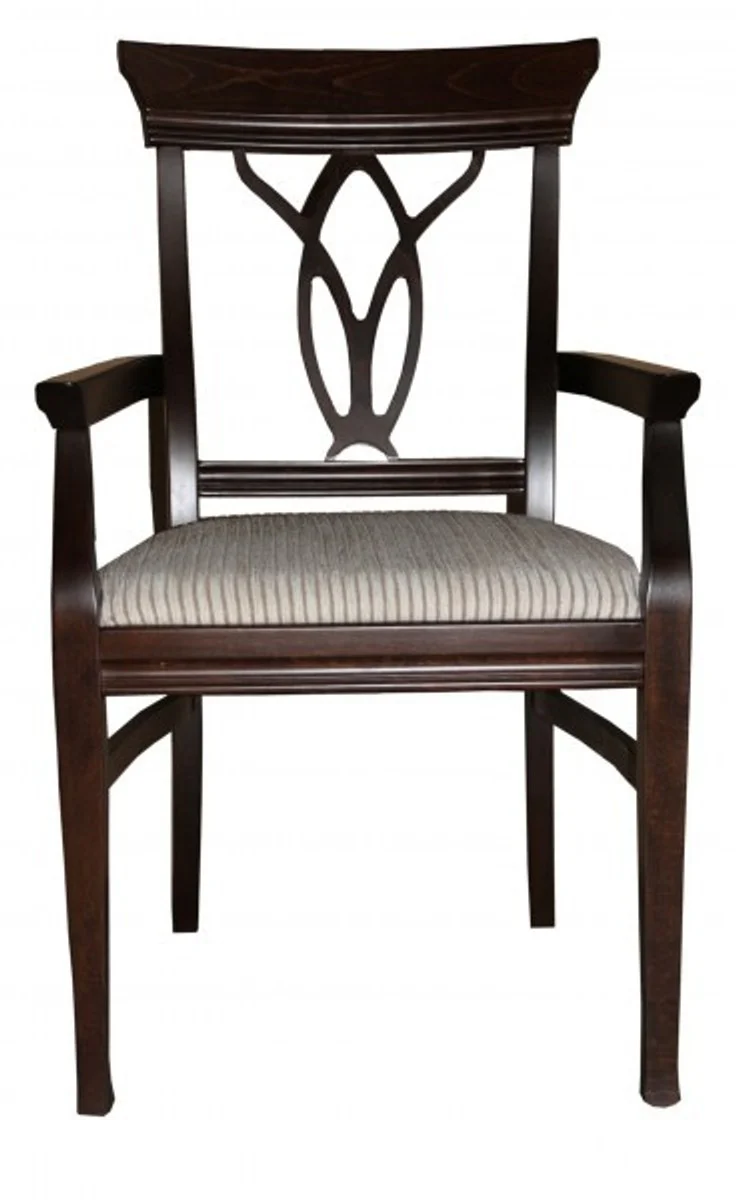 Biedermeier dining room chair with armrest beige / brown - furniture restaurant hotel catering chairs