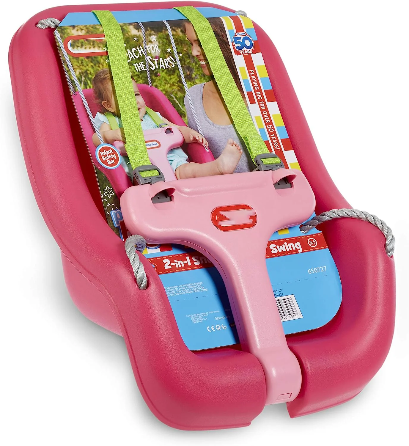 Little Tikes Snug 'n Secure rosa Schaukel mit verstellbaren Trägern, 2-in-1 für Babys und Kleinkinder im Alter von 9 Monaten bis 4 Jahren, 16