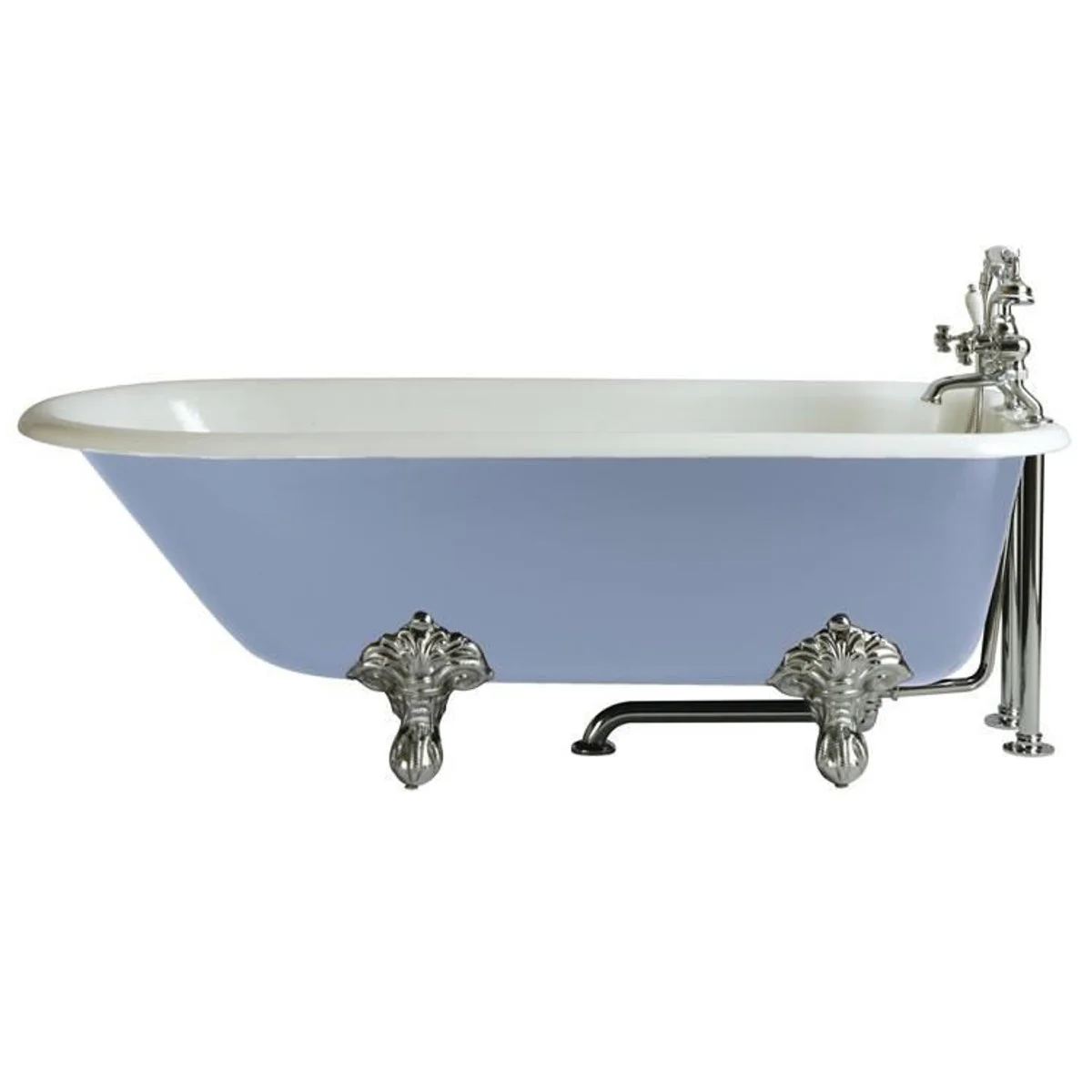 Luxury cast iron bathtub light blue / white 170 cm - Freestanding bathtub - Baroque & Art Nouveau bathroom furniture