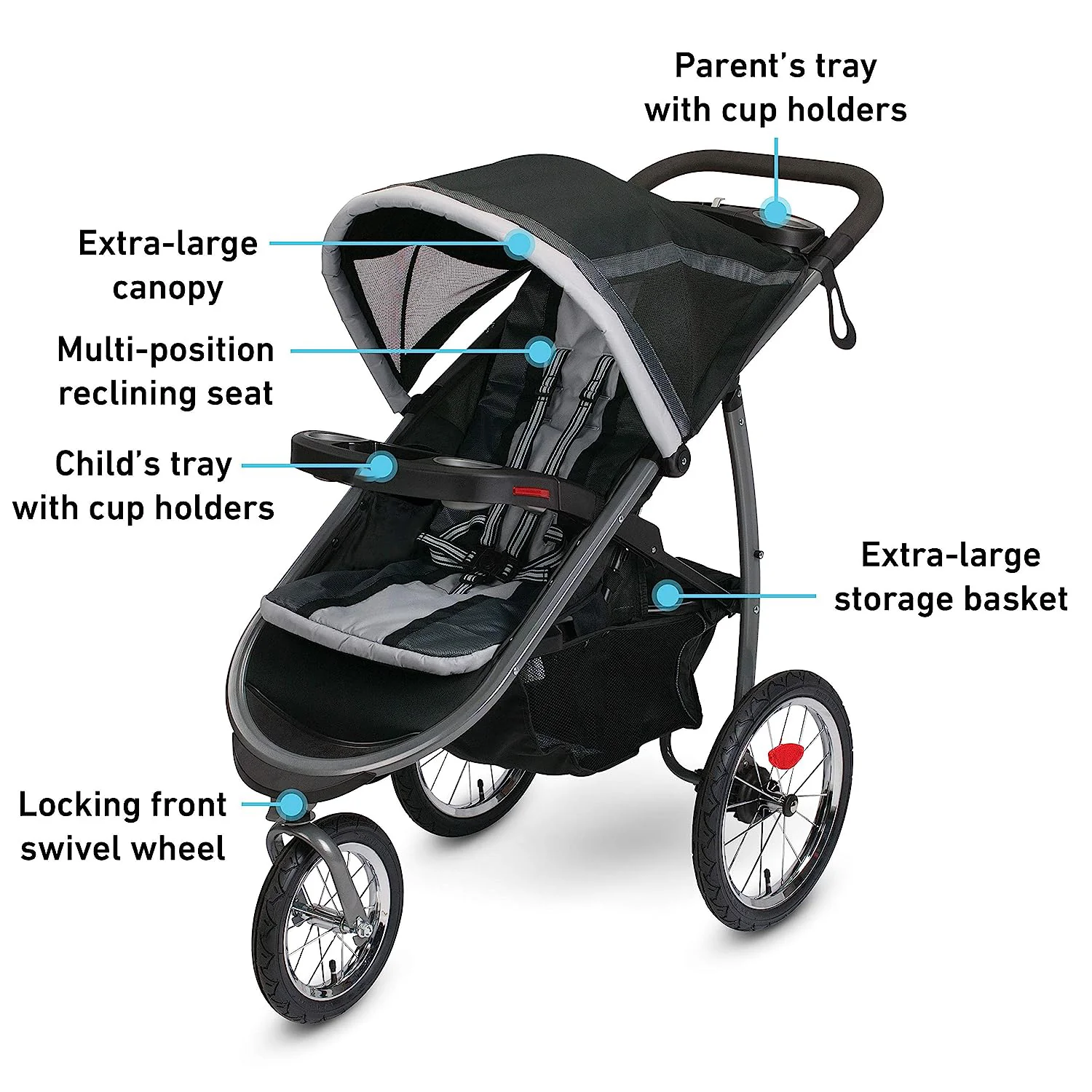 FastAction Fold Jogger Reisesystem | Beinhaltet den FastAction Fold Jogging-Kinderwagen und den SnugRide 35-Kindersitz, Gotham