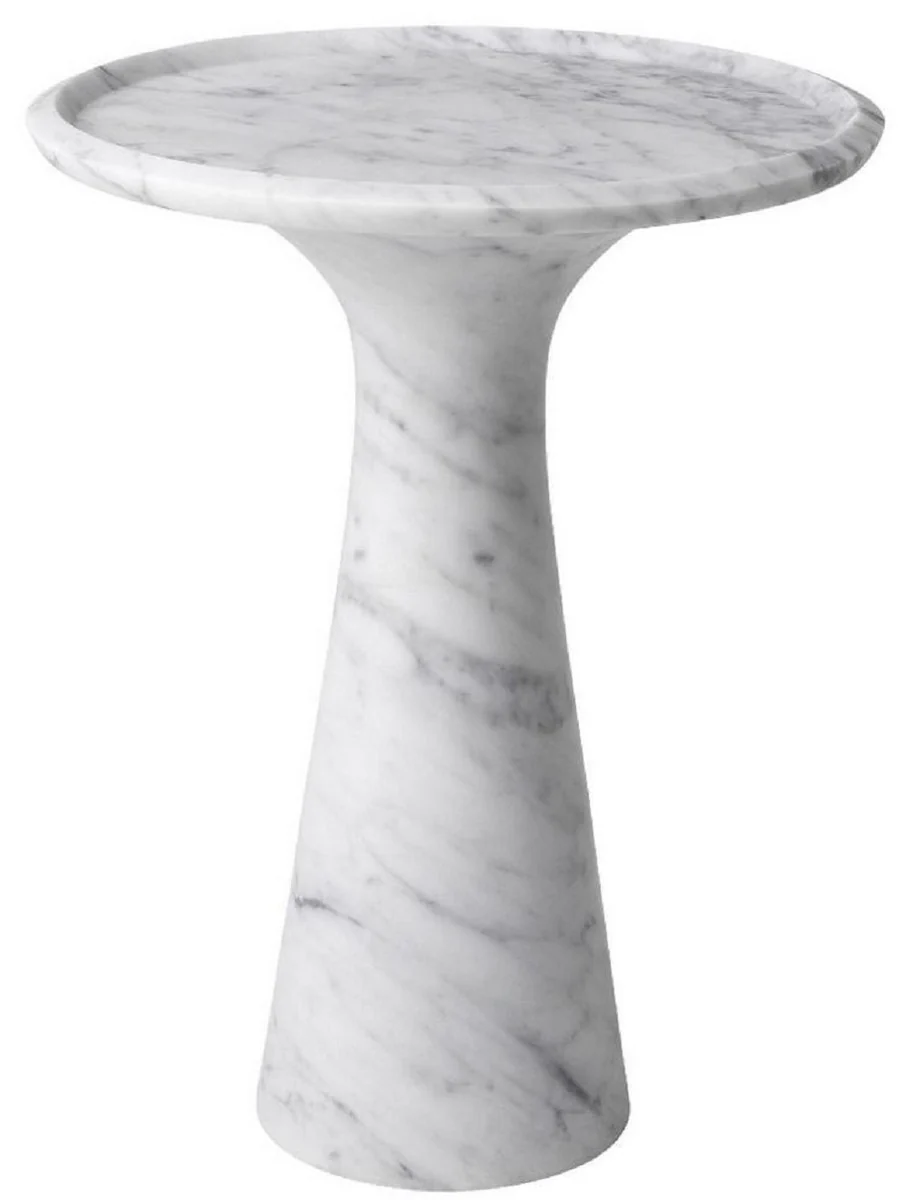 Luxury side table white Ø 46.5 x H. 60 cm - Round side table made of high-quality Carrara marble - Luxury furniture