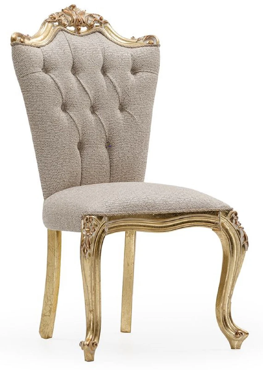Luxury Baroque Dining Room Chair Set of 6 Gray / Gold - Magnificent Baroque Style Kitchen Chairs - Luxury Dining Room Furniture in Baroque Style - Baroque Dining Room Furniture - Baroque Style Furniture