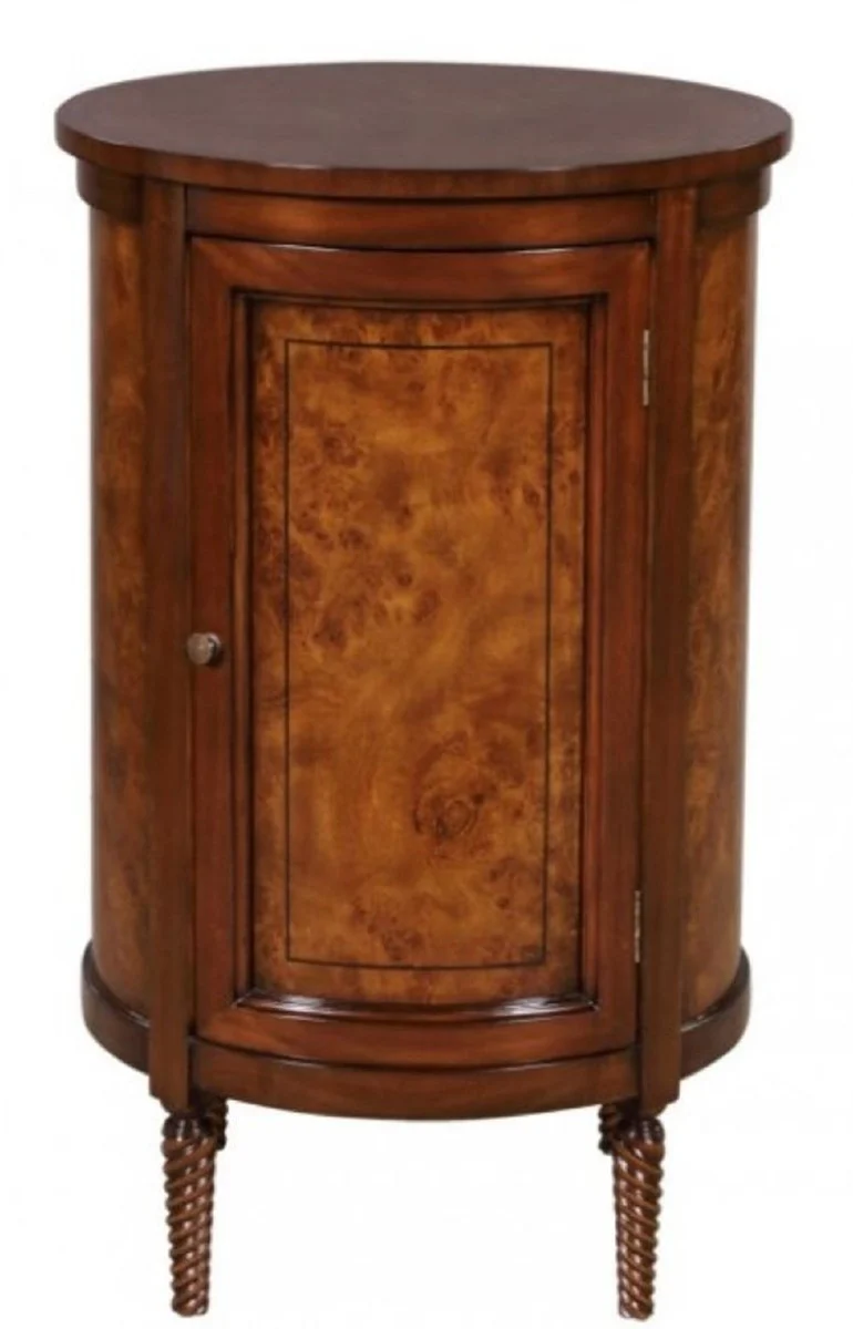 Luxury Art Nouveau chest of drawers light brown / brown Ø 57 x H. 82 cm - Small round cabinet with 2 doors