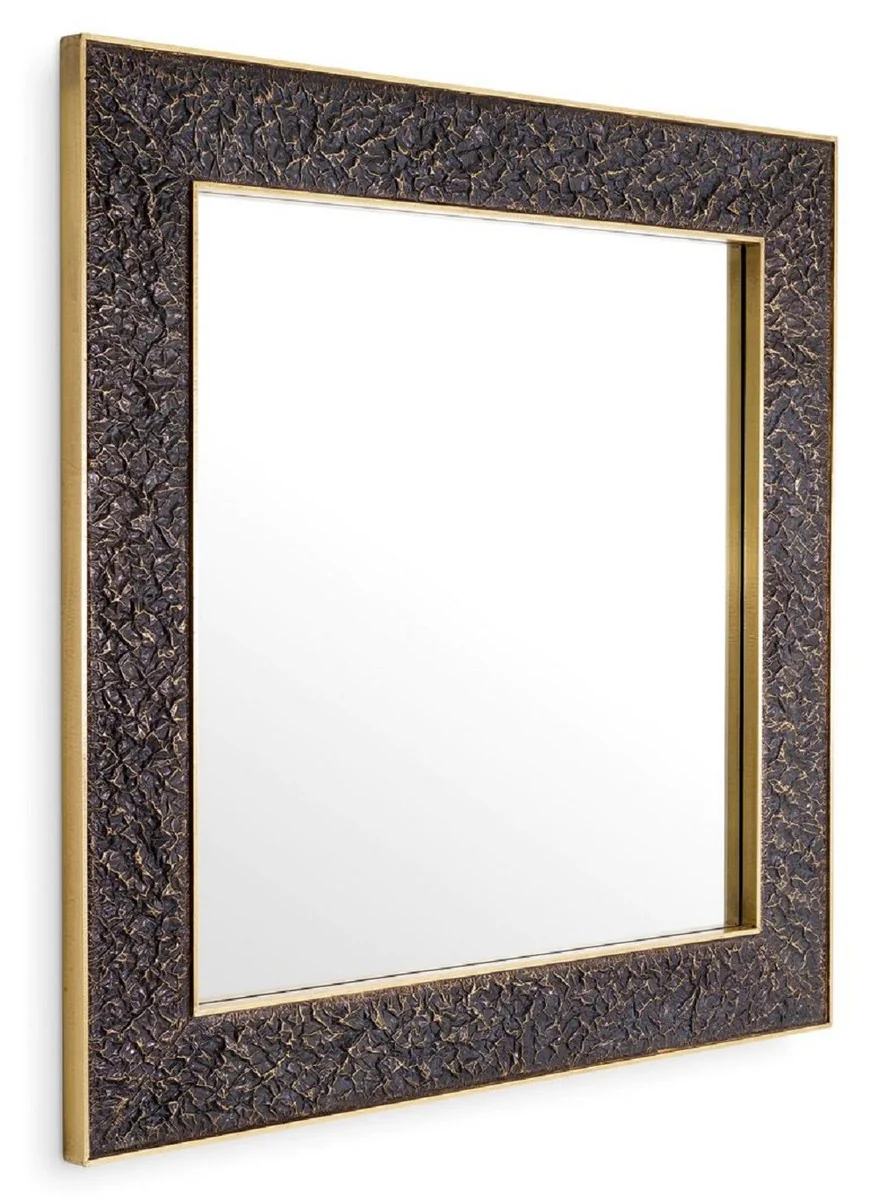 Luxury wall mirror bronze / antique brass 100 x 3.5 x H. 100 cm - Square mirror - Living room mirror - Bedroom mirror - Cloakroom mirror - Luxury furniture - Luxury interior