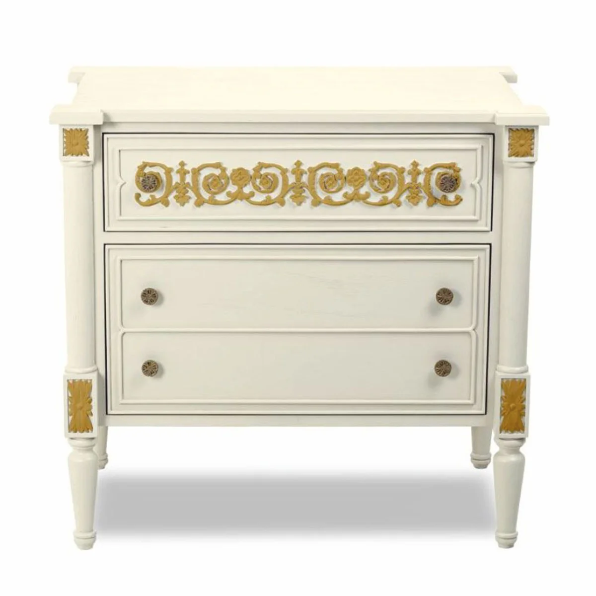 Luxury Baroque Nightstand Ivory/Gold - Baroque Style Bedroom Furniture