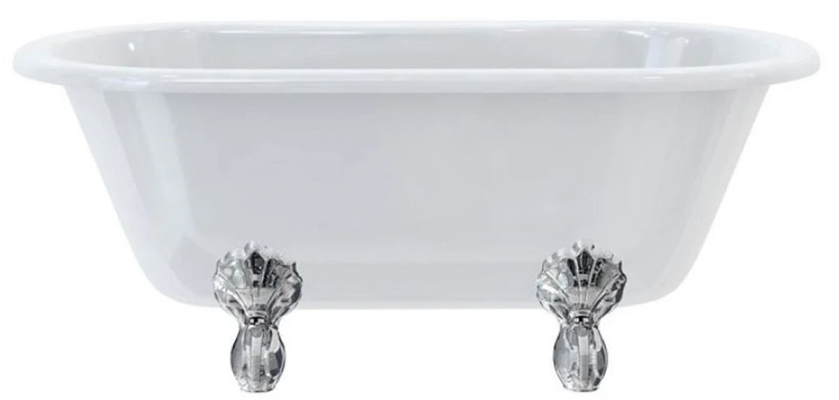 Luxury Art Nouveau bathtub white / silver 150 x 75 x H. 63.5 cm - Freestanding retro acrylic bathtub - Retro bathroom furniture