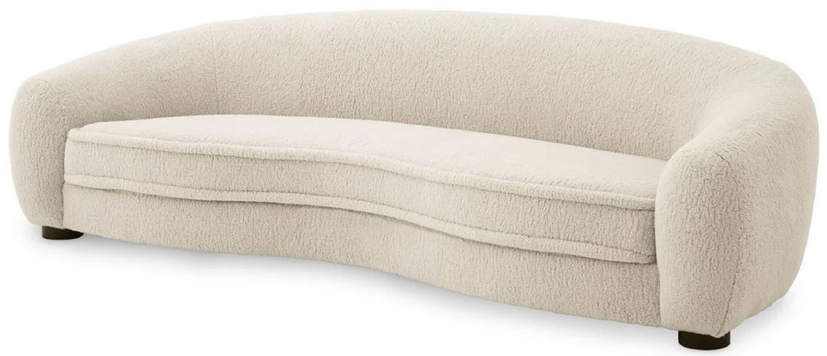 Luxury sofa cream / black 235 x 100 x H. 70 cm - Living room sofa with curved backrest - Luxury furniture