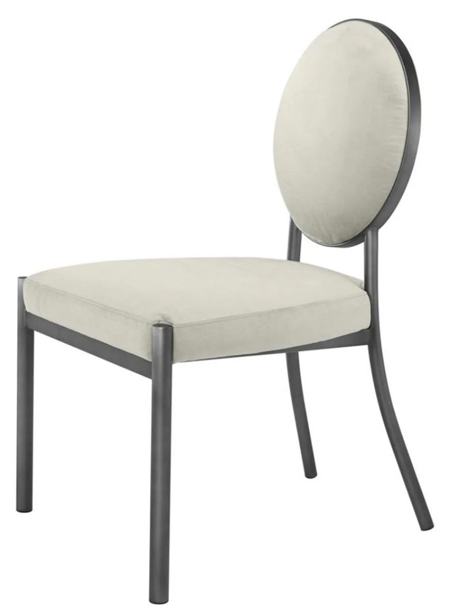 Dining room chair matt silver / light gray 57.5 x 60 x H. 91 cm - Luxury dining room furniture