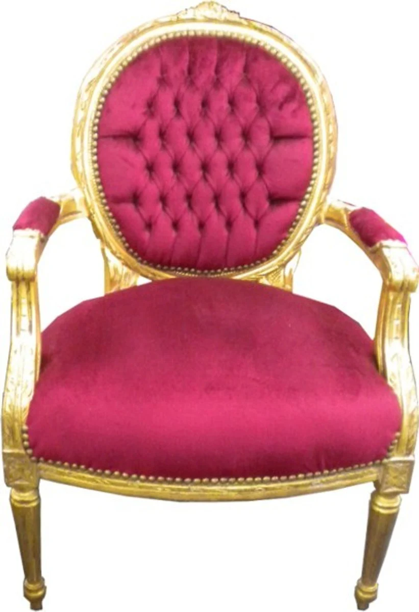 Barock Salon Stuhl Bordeaux / Gold Mod2