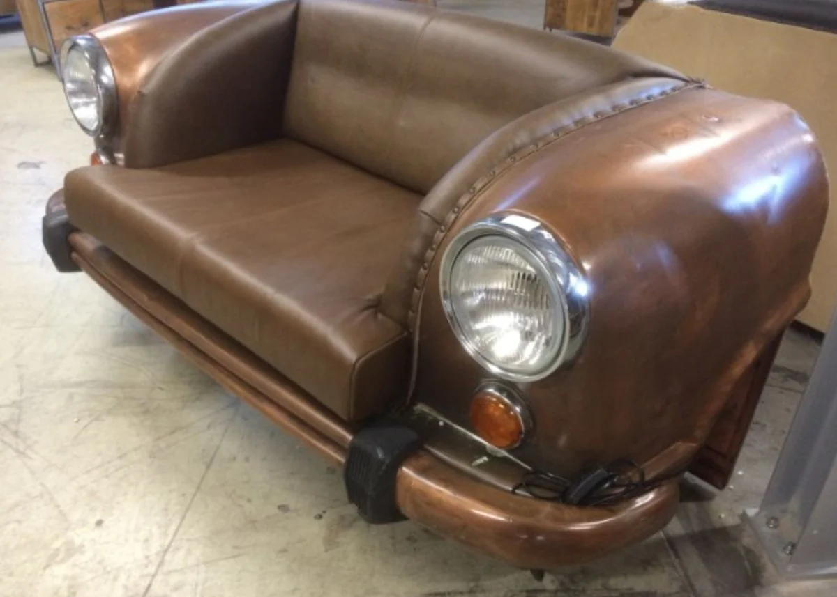 Designer car sofa brown / bronze 159 x 65 x H. 75 cm - living room sofa in car design - living room car furniture