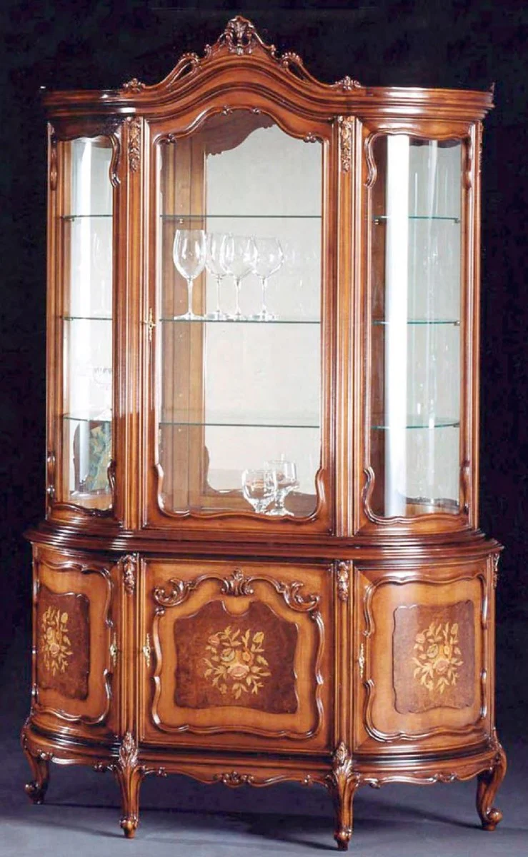 Luxury Baroque Display Cabinet Brown - Handcrafted Italian Baroque Style Display Cabinet with 4 Doors - Baroque Style Furniture - Italian Baroque Furniture - Luxury Quality - Made in Italy