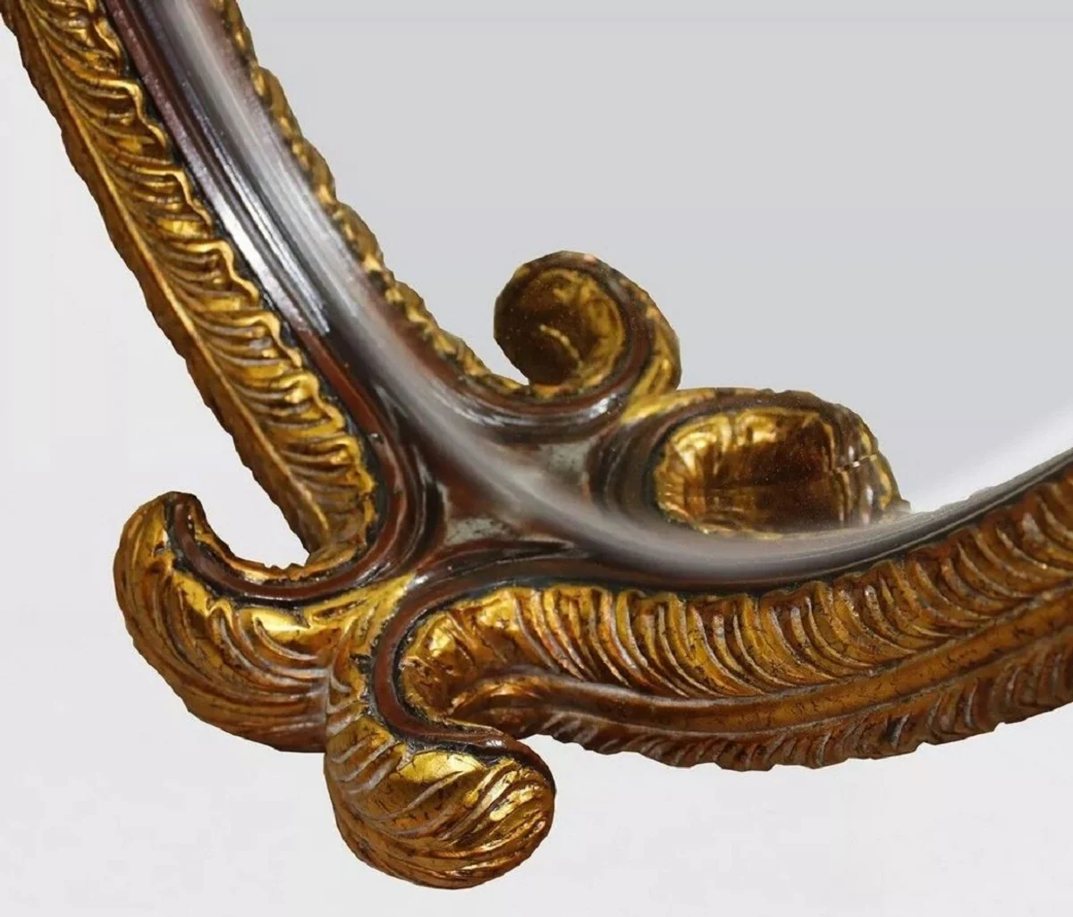 Luxury Baroque Standing Mirror Antique Gold / Dark Brown - Oval Baroque Style Bedroom Mirror - Luxury Bedroom Furniture in Baroque Style - Baroque Furniture - Noble & Magnificent