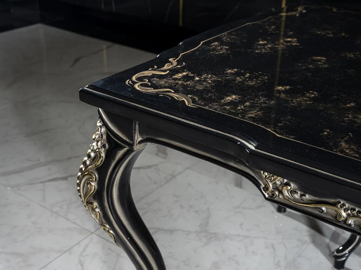 Luxury Baroque Dining Table Black / Gold - Solid Wood Dining Room Table - Baroque Dining Room Furniture - Noble & Magnificent