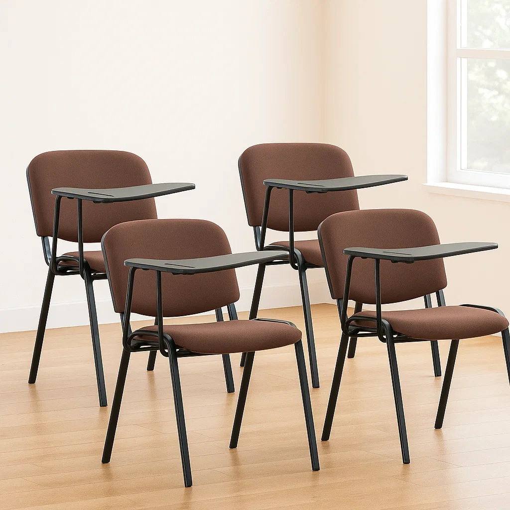 Konferenzstuhl mit Klapptisch, brauner Polyesterbezug, für Büro und Besprechungen, 53×71×81 cm - ulhCKXu4J1GW