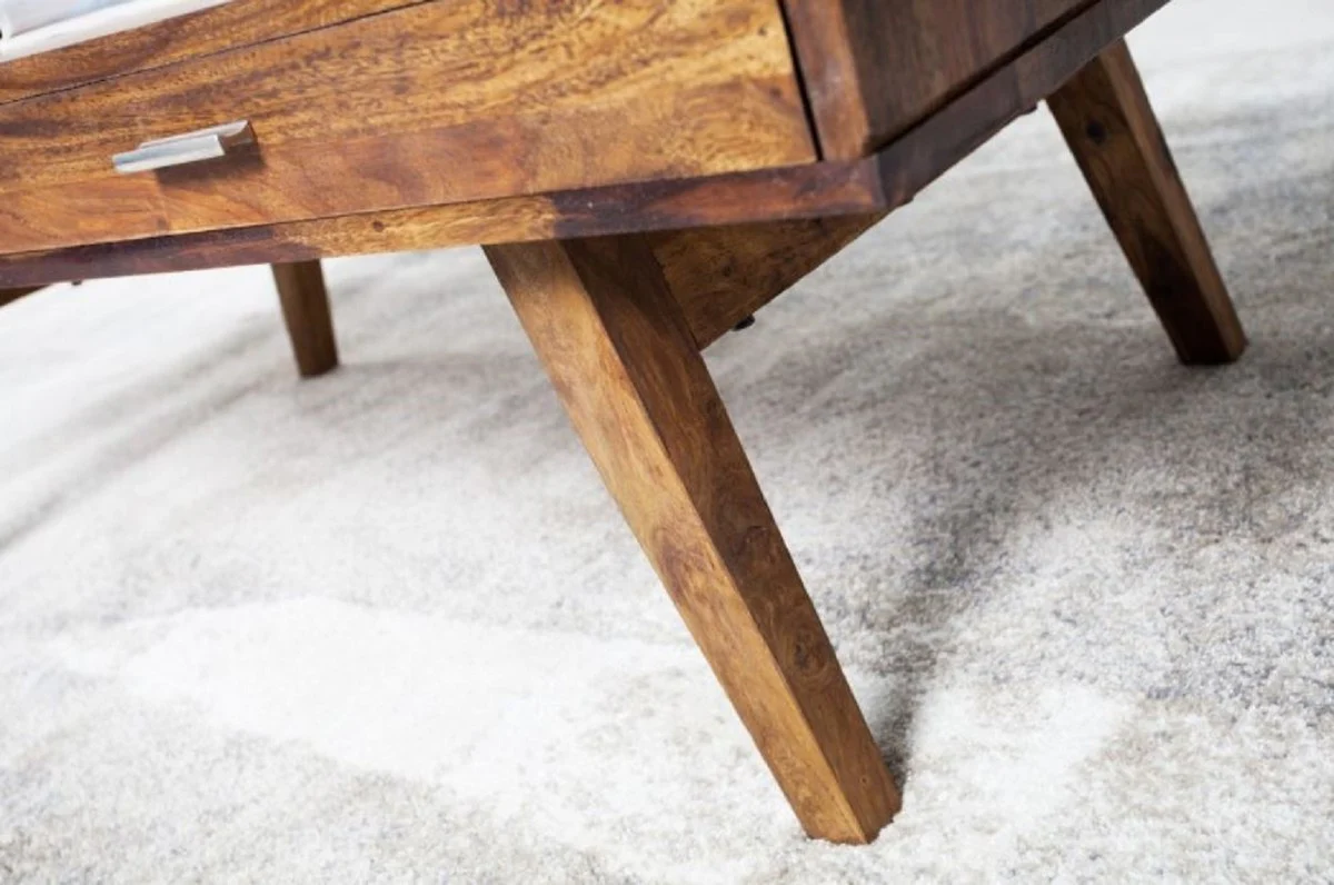 Solid wood coffee table natural colors 100 x 55 x H. 40 cm - living room table in retro style - retro design living room furniture