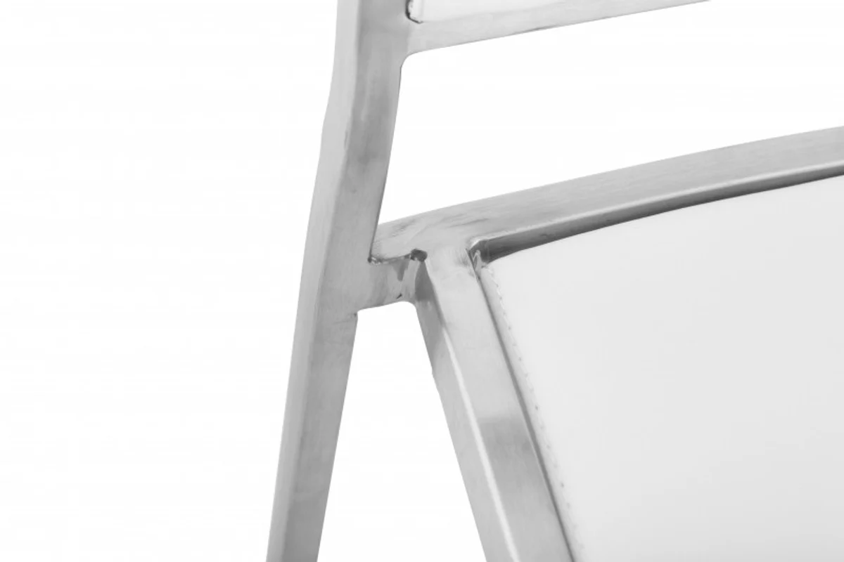 Luxury designer bar chair white with backrest, bar stool, upholstered - bar stool