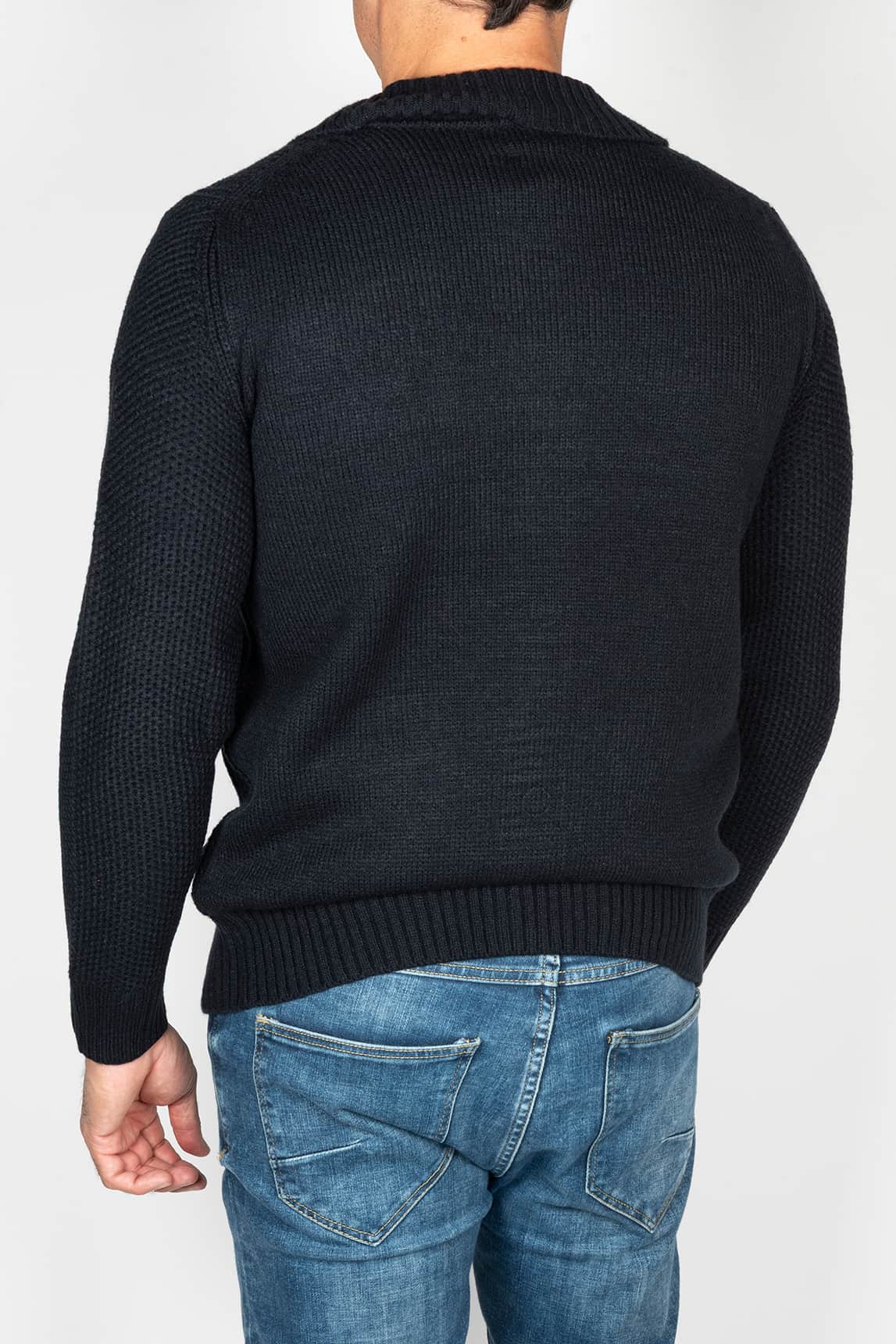 Marineblaue gestrickte Markup-Jacke von Rivera-Spain