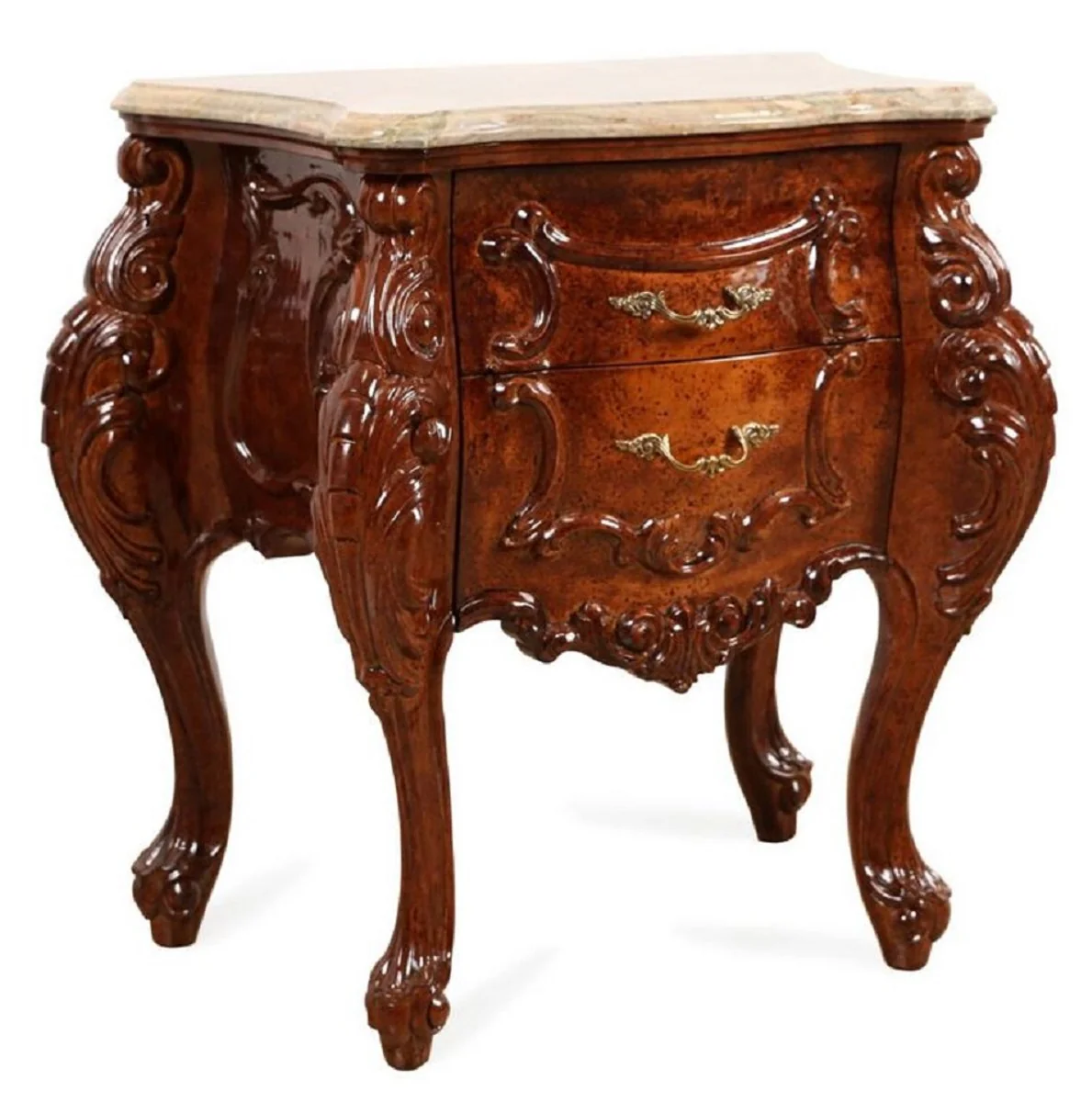 Luxury Baroque Nightstand Brown / Beige 74 cm - Baroque style bedroom furniture