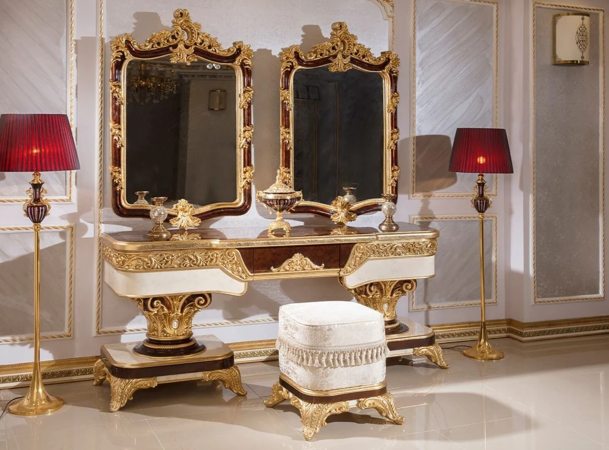 Luxury Baroque mirror brown / gold H. 127 cm - Baroque furniture
