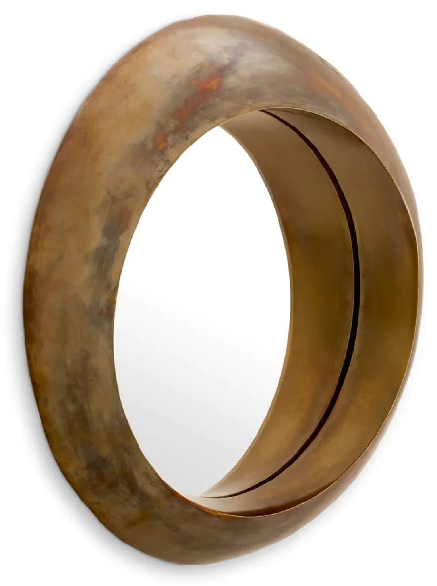 Luxury aluminum wall mirror vintage brass Ø 50 cm - round living room mirror - bedroom mirror - cloakroom mirror - luxury furniture - luxury furnishings