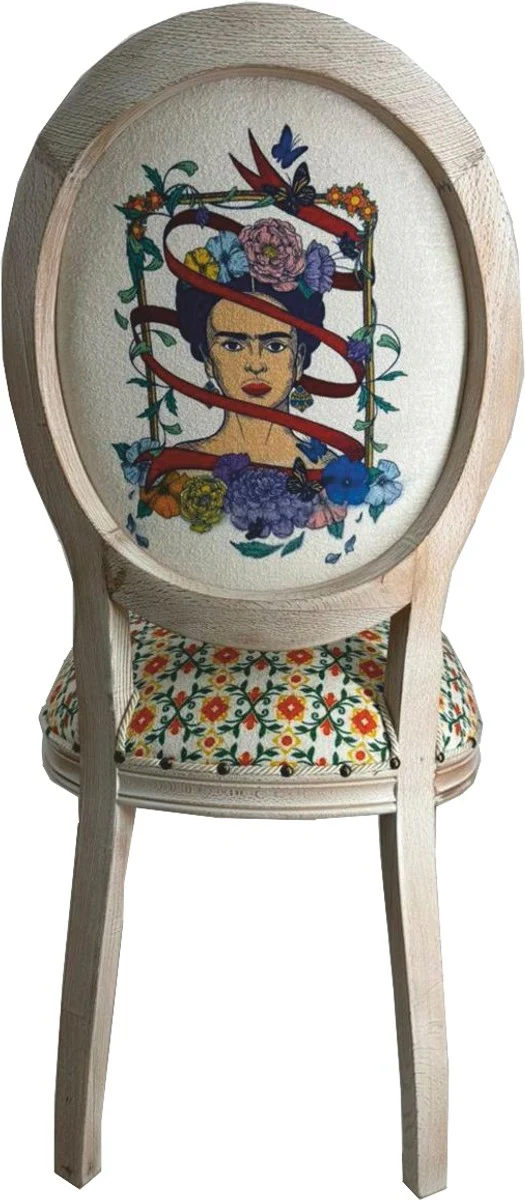 Frida Kahlo by Luxury Baroque Dining Room Chair White / Colorful / Antique White