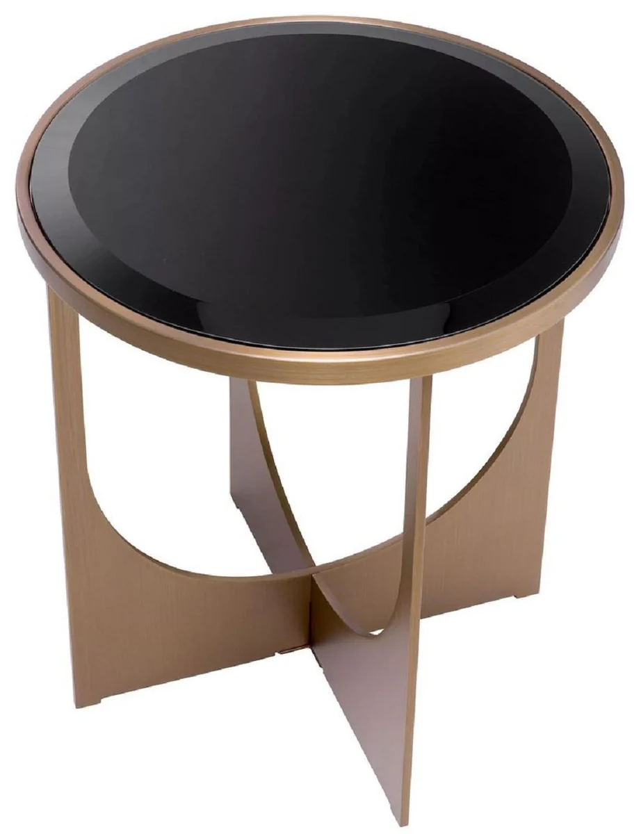 Luxury side table brass / black Ø 40.5 x H. 44.5 cm - Round stainless steel table with glass top - Luxury furniture - Living room furniture - Luxury furnishings - Living room furnishings