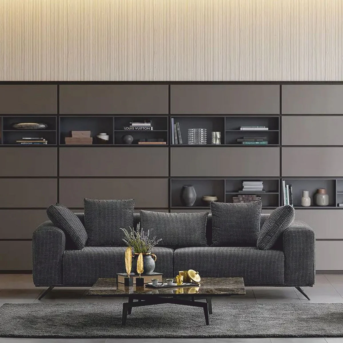 Luxus Sofa Schwarz 229 cm - Luxus Wohnzimmer & Hotel Möbel