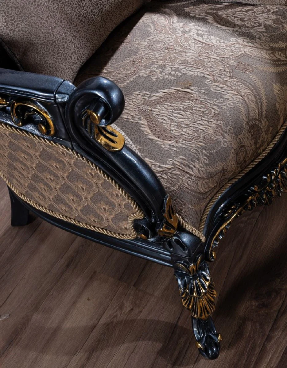 Luxus Barock Wohnzimmer Set Grau / Blau / Gold - 2 Barock Sofas & 2 Barock Sessel & 1 Barock Couchtisch - Luxus Wohnzimmer Möbel im Barockstil - Barock Möbel - Edel & Prunkvoll