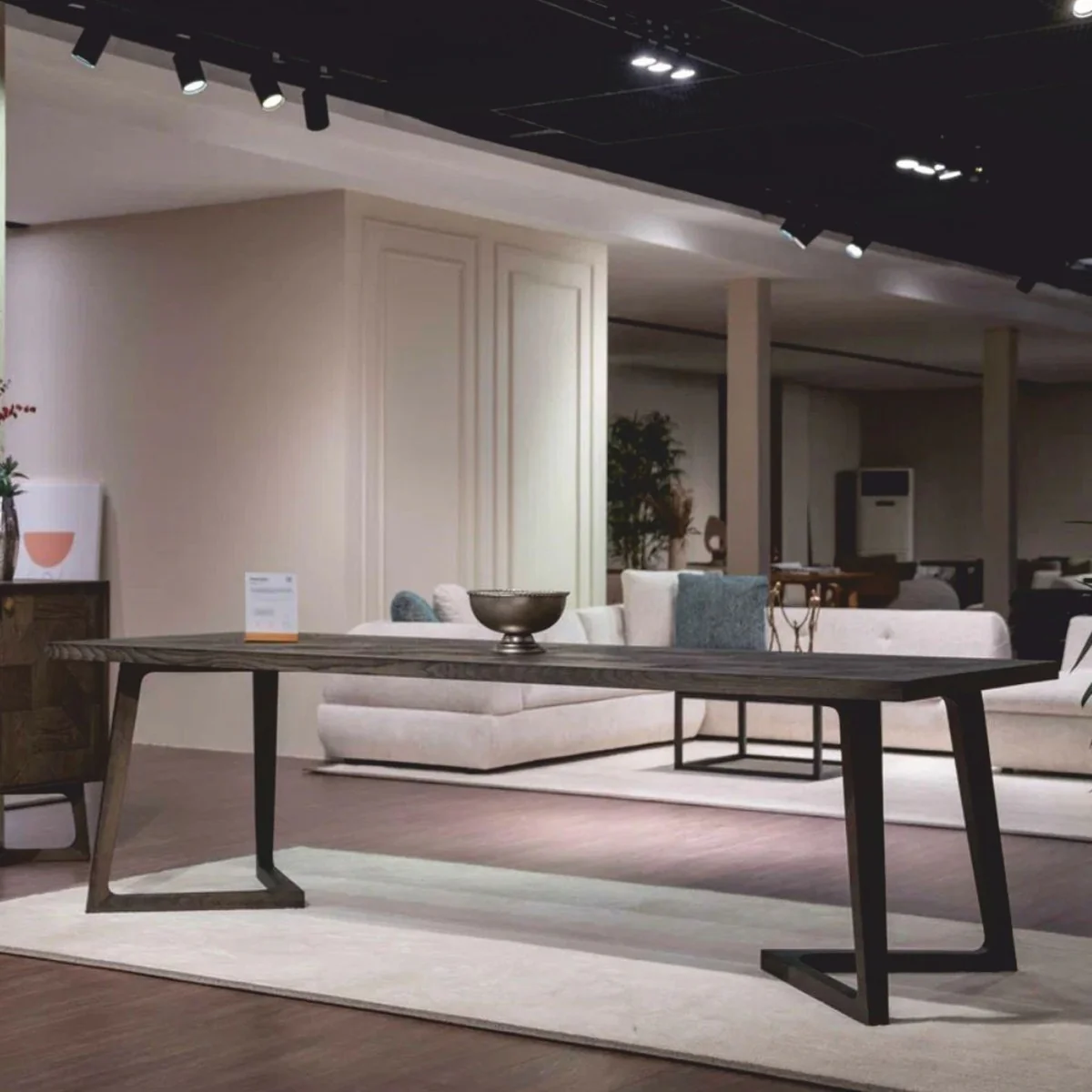 Luxury solid wood dining table brown 198 cm - dining room furniture