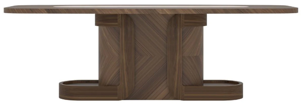 Luxury dining table brown / beige 240 x 100 x H. 80 cm - Solid wood dining room table with marble top - Dining room furniture - Luxury furniture - Luxury dining room furnishings