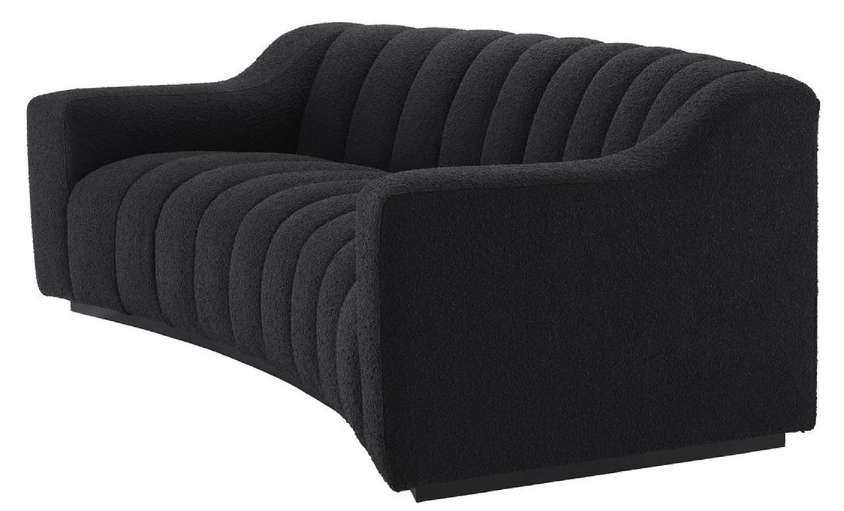 Luxury sofa black 234 x 96 x H. 76.5 cm - slightly curved living room sofa - hotel sofa - luxury quality